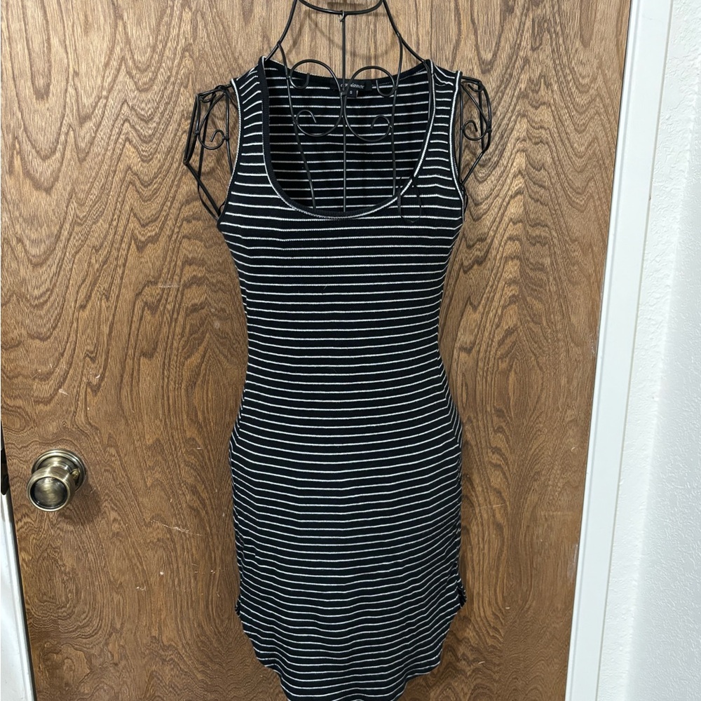 Ambiance Black and White Striped Dress